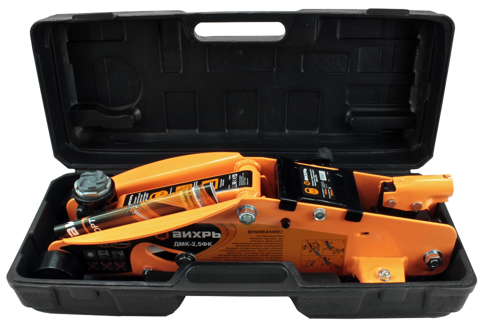 Домкрат гидравлический подкатной ДМК-2,5ФК (2,5 т, 140-390 мм, с фиксатором, в кейсе) Вихрь — изображение 2